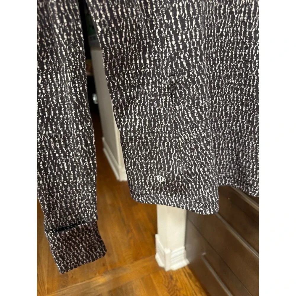 Lululemon Runderful Long Sleeve Shirt Knotted Jacquard Black White Rulu Womens 8